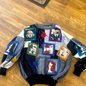 Men's Artistic Graphic Crewneck Sweater - Multicolor Vintage early 90s